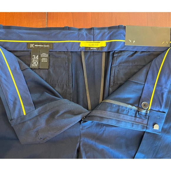 INC International Concepts Dress Pants Mens Blue 34x30 (Fits 36x28) Straight Leg - Picture 6 of 10